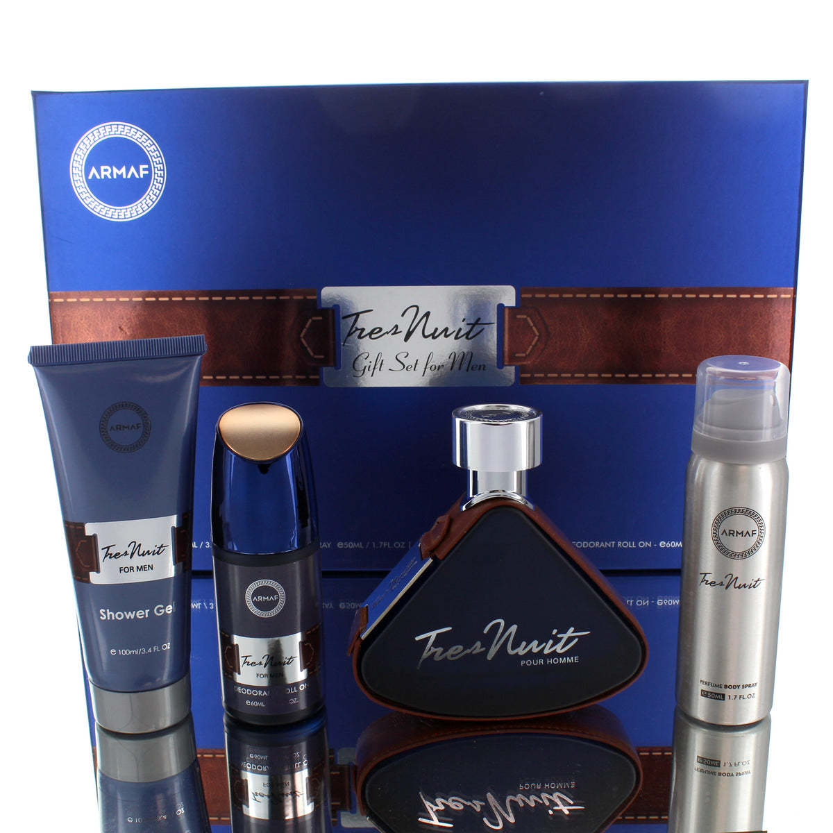 Armaf Tres Nuit EDT Gift Set (Green Irish Twist, W/ Sg, Body Spray, Shampoo)